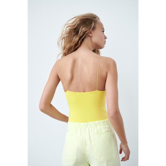 Zara Yellow Spaghetti Strap Bodysuit - Thong Style, Size Small, NWT - Picture 8 of 8
